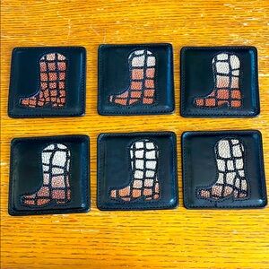 Set of 6 Leather Cowboy Boot Coasters 🌺